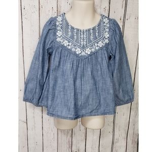 ♥️ Baby Gap Long Sleeves Denim Embroidery Top